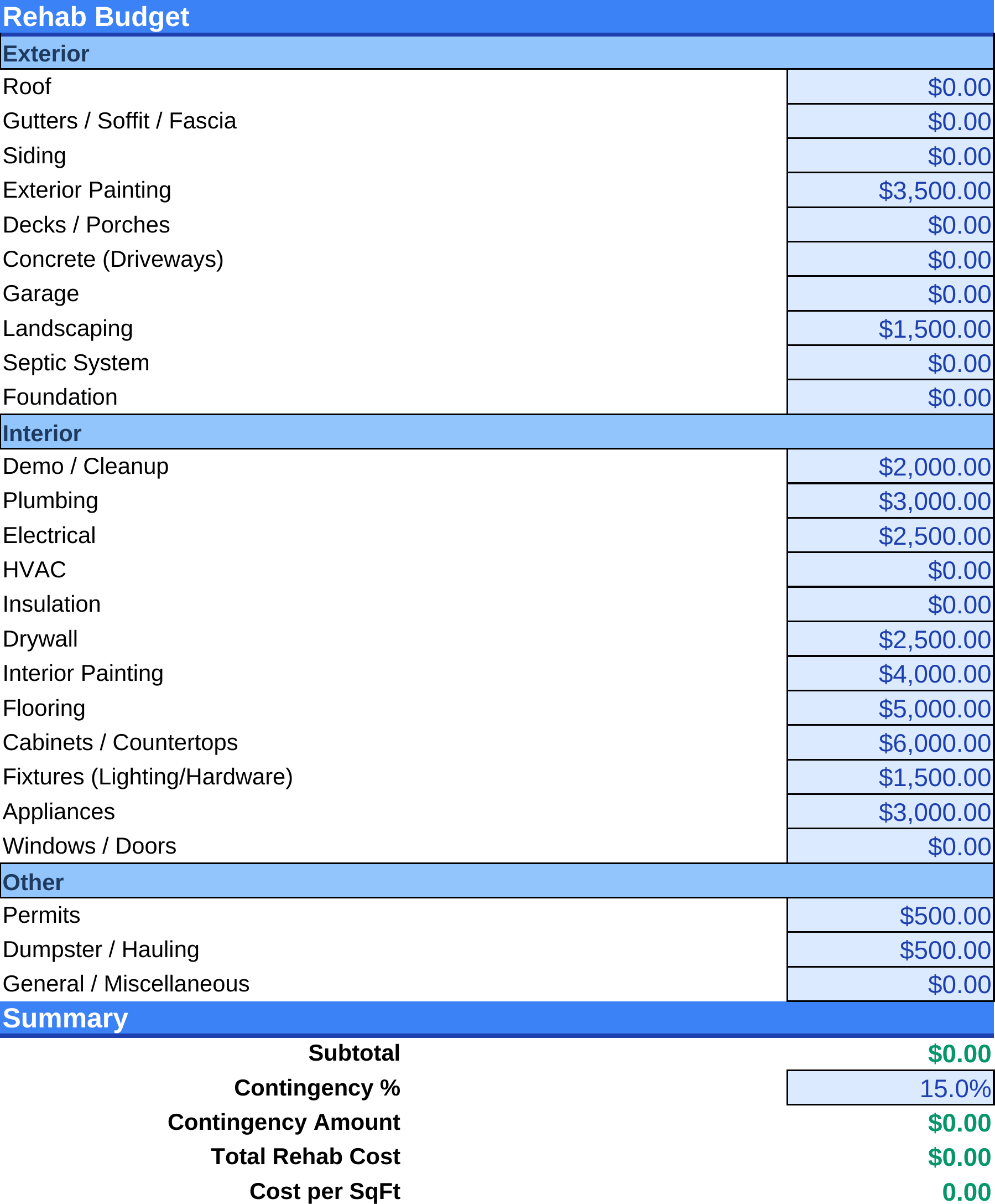 BRRRR Analysis Template screenshot 2